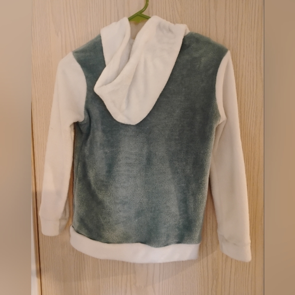 Cozy Blue and White Kids Fleece Hoodie - Picture 3 of 5